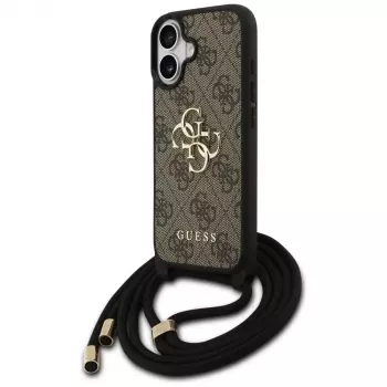 Guess 4G Big Logo Cord Stap Crossbody Case für iPhone 17 Braun