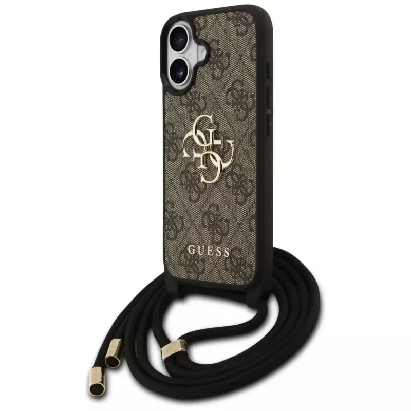 Guess 4G Big Logo Cord Stap Crossbody Case für iPhone 17 Braun
