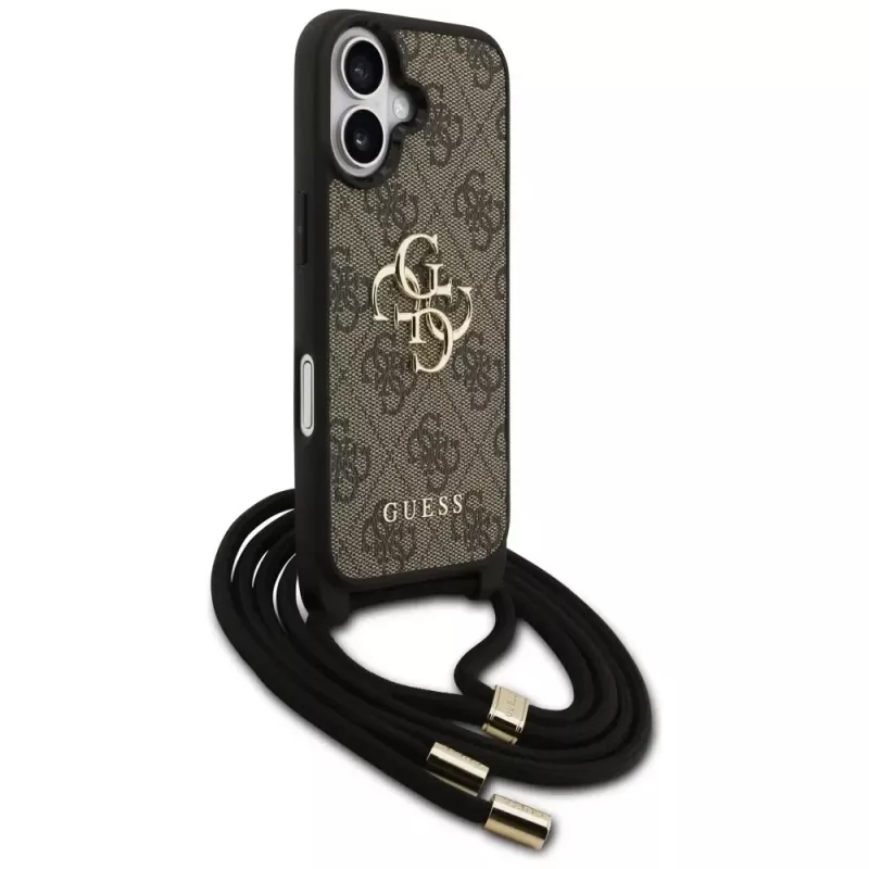 Guess 4G Big Logo Cord Stap Crossbody Case für iPhone 17 Braun