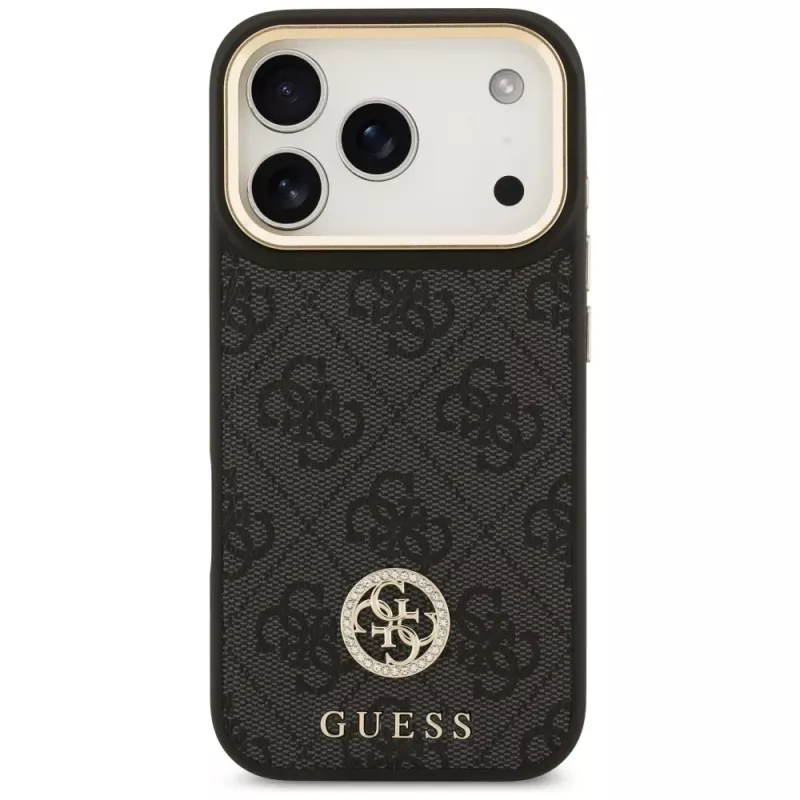 Guess 4G Strass Logo MagSafe Case für iPhone 17 Pro (Schwarz)