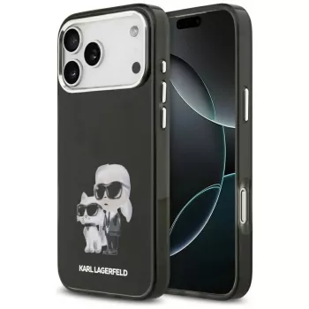 Karl Lagerfeld IML Aquarelle Karl & Choupette & Logo MagSafe Case für iPhone 17 Pro (Schwarz)