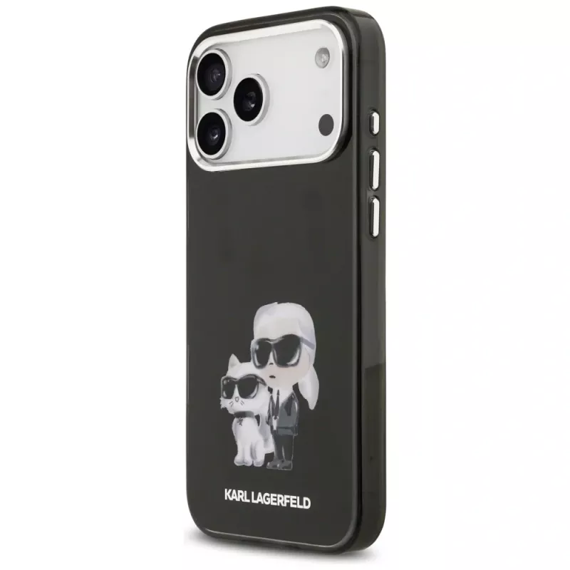 Karl Lagerfeld IML Aquarelle Karl & Choupette & Logo MagSafe Case für iPhone 17 Pro (Schwarz)