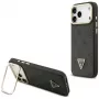 Guess 4G PU Triangle Logo & Stand Camera Magsafe Case für iPhone 17 Pro Max Schwarz