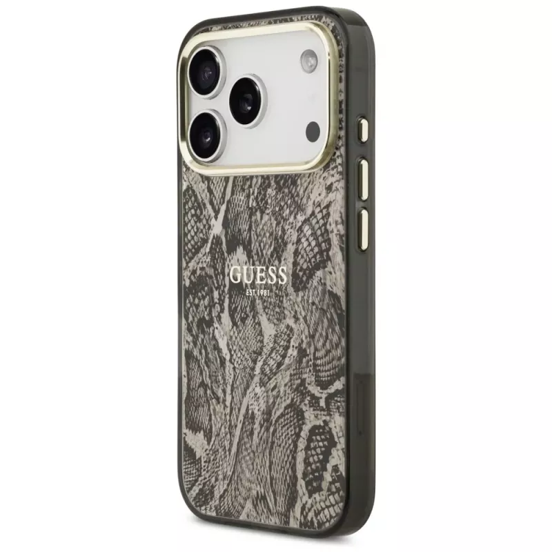 Guess Python Pattern MagSafe Case für iPhone 17 Pro Braun