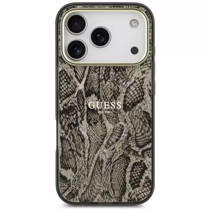 Guess Python Pattern MagSafe Case für iPhone 17 Pro Braun