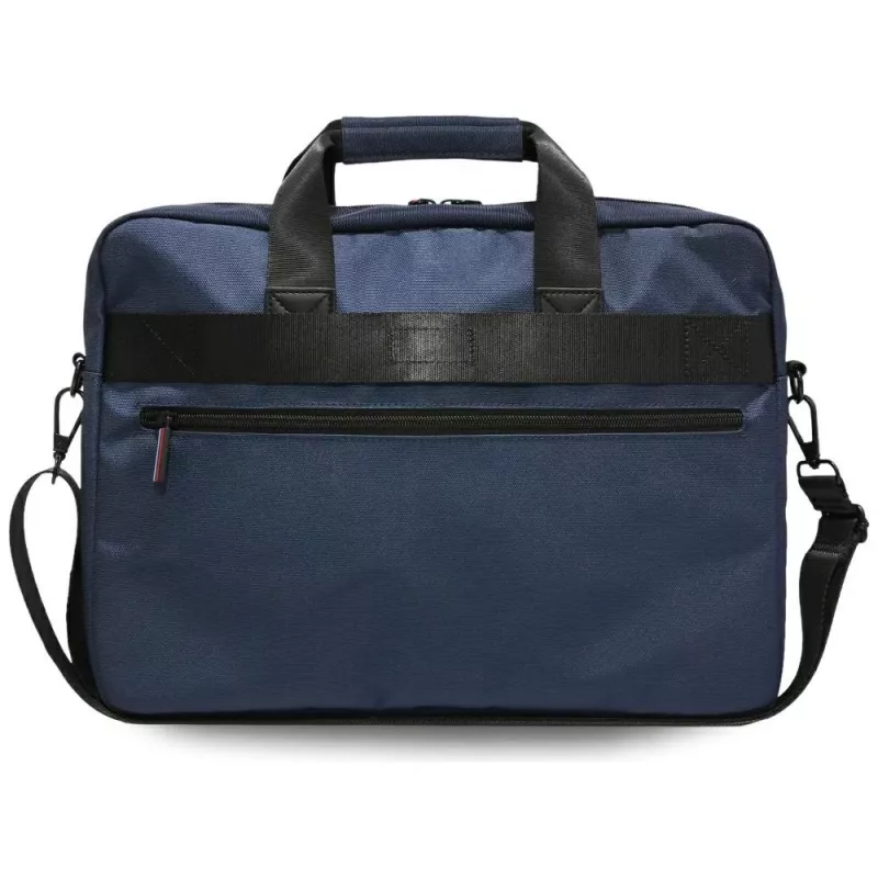 BMW Nylon Laptop Messenger Bag with Metal Logo, Navy Blue, 16 inch