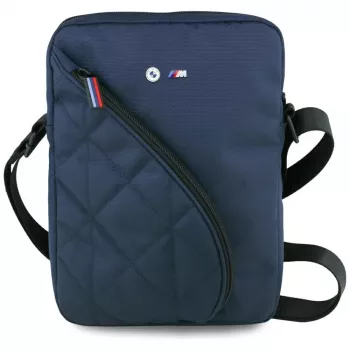 BMW Nylon Umhängetasche mit Taschen und Metall-Logo, 10 Zoll, Marineblau