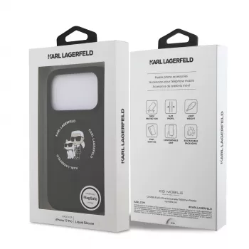 KARL LAGERFELD Silicone Karl & Choupette Ring MagSafe Case für Apple iPhone 17 Pro Schwarz