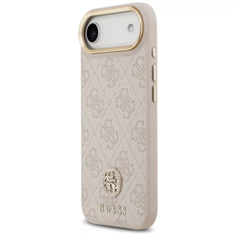 Guess 4G Strass Logo & Big Strap Metal Buttons MagSafe Case für iPhone Air - Pink