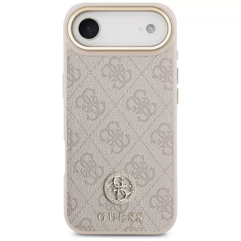 Guess 4G Strass Logo & Big Strap Metal Buttons MagSafe Case für iPhone Air - Pink