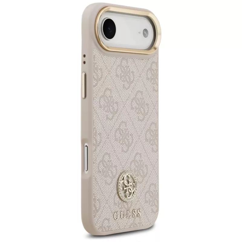 Guess 4G Strass Logo & Big Strap Metal Buttons MagSafe Case für iPhone Air - Pink