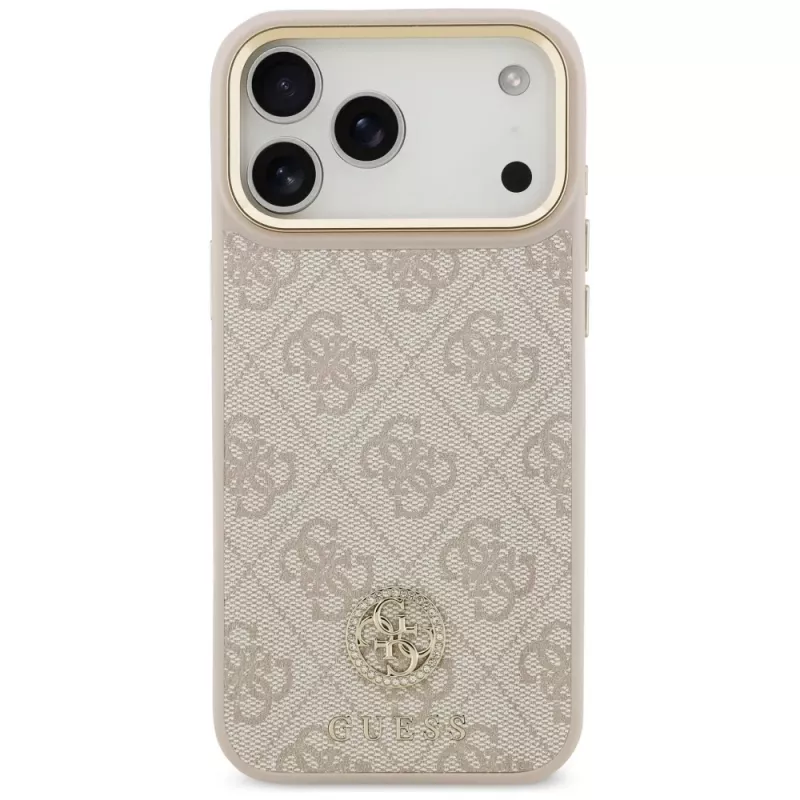 Guess 4G Strass Logo & Big Strap Metal Buttons MagSafe Case für Apple iPhone 17 Pro Max Pink