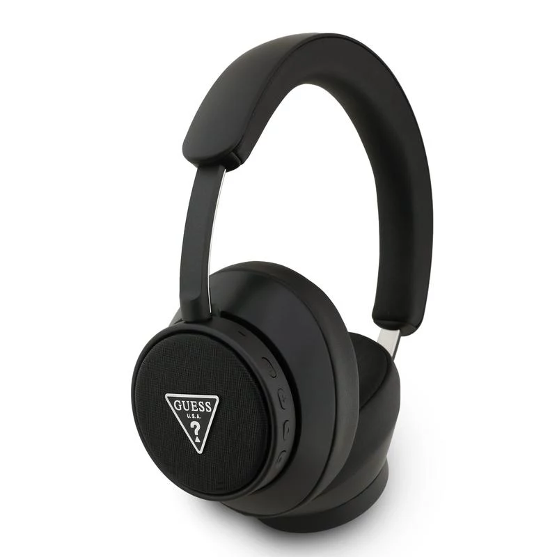 Guess Bluetooth Over-Ear Kopfhörer ENC Saffiano Triangle Logo Schwarz