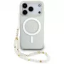 Guess IML Glitter Pearl Strap MagSafe Case für iPhone 17 Pro, Transparent