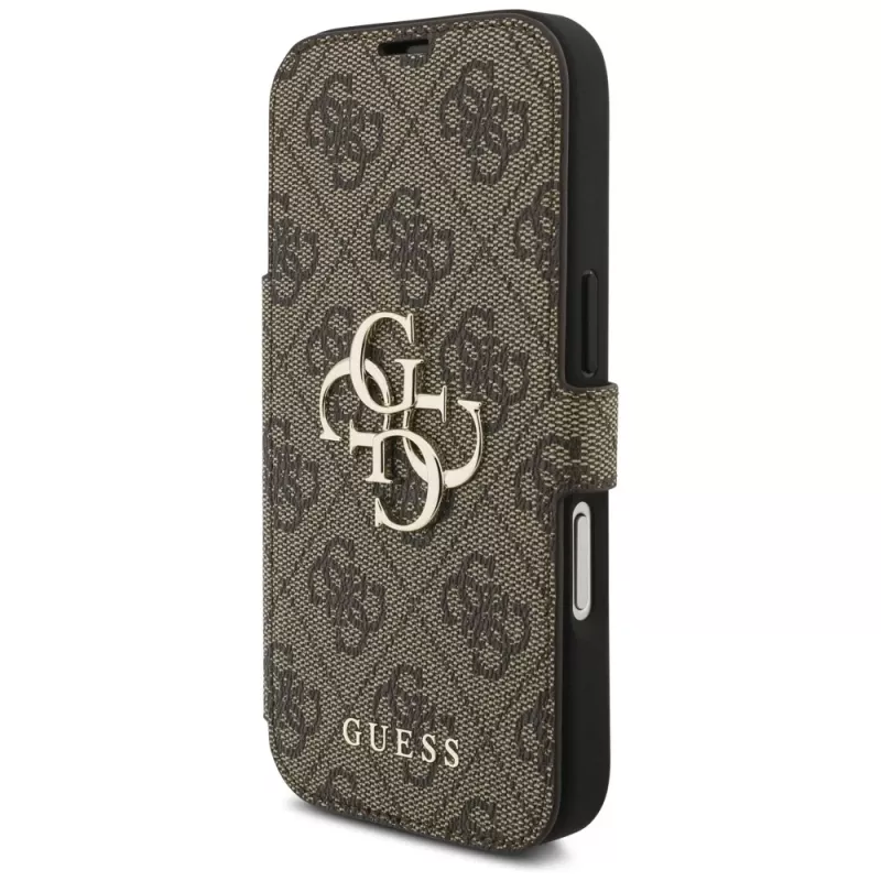 Guess Book 4G Metal Logo Case für Apple iPhone 17 Pro, Braun