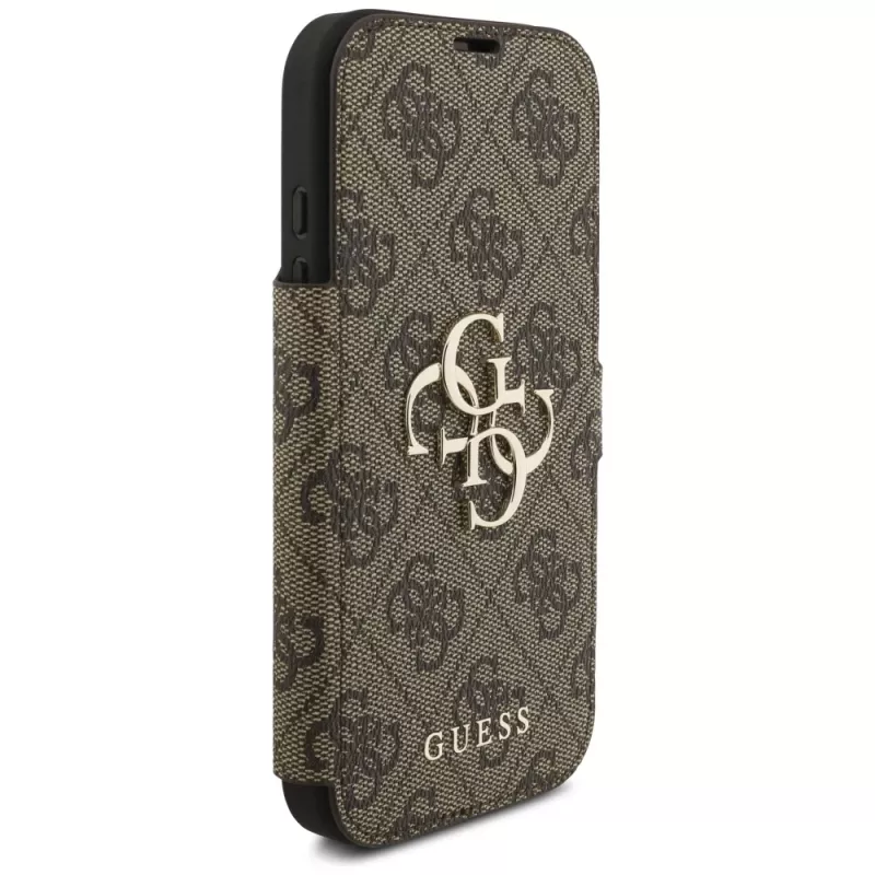 Guess Book 4G Metal Logo Case für Apple iPhone 17 Pro, Braun