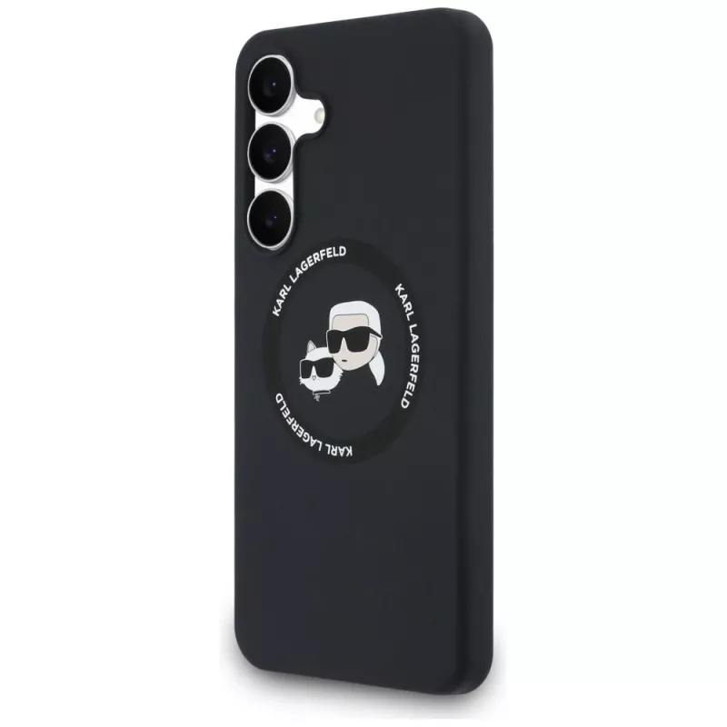 Karl Lagerfeld Silicone Karl & Choupette Heads MagSafe Case for Samsung Galaxy S25 FE Black