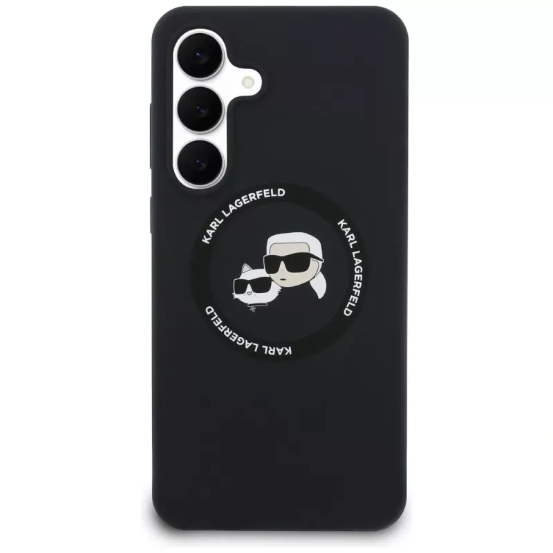 Karl Lagerfeld Silicone Karl & Choupette Heads MagSafe Case for Samsung Galaxy S25 FE Black