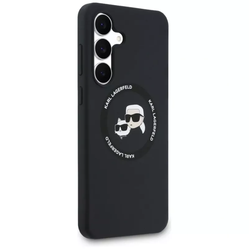 Karl Lagerfeld Silicone Karl & Choupette Heads MagSafe Case for Samsung Galaxy S25 FE Black