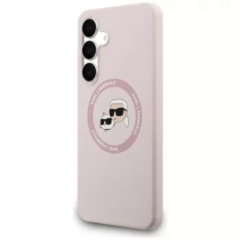 KARL LAGERFELD Silikonhülle Karl & Choupette Heads MagSafe für Samsung Galaxy S25 FE Pink