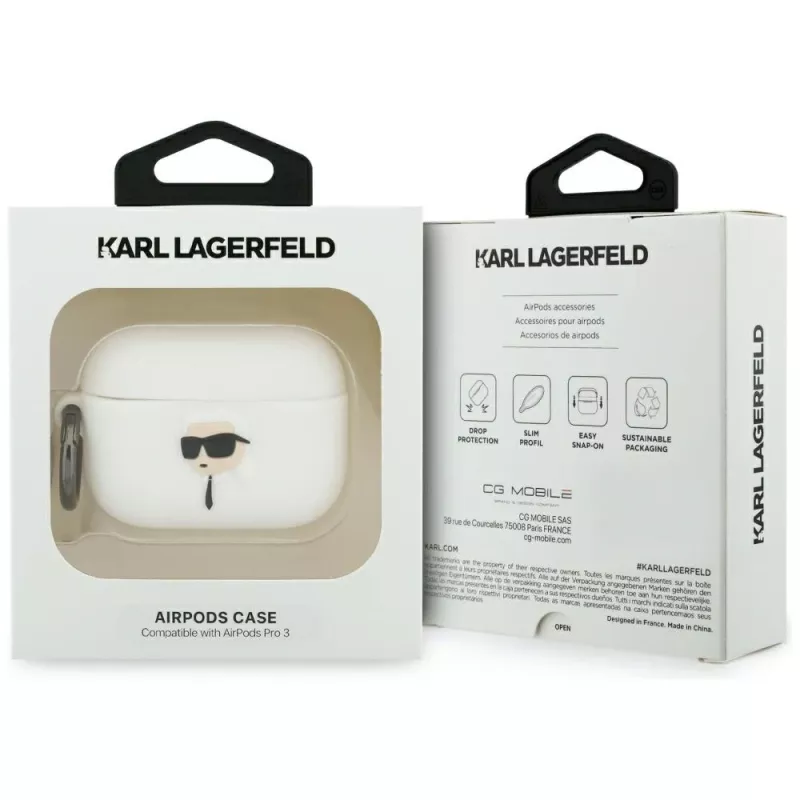 KARL LAGERFELD Silicone Karl Head 3D Case für AirPods Pro 3 Weiß