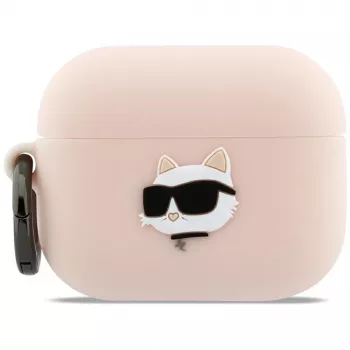 Karl Lagerfeld Silikon Choupette Head 3D Hülle für AirPods Pro 3, Pink