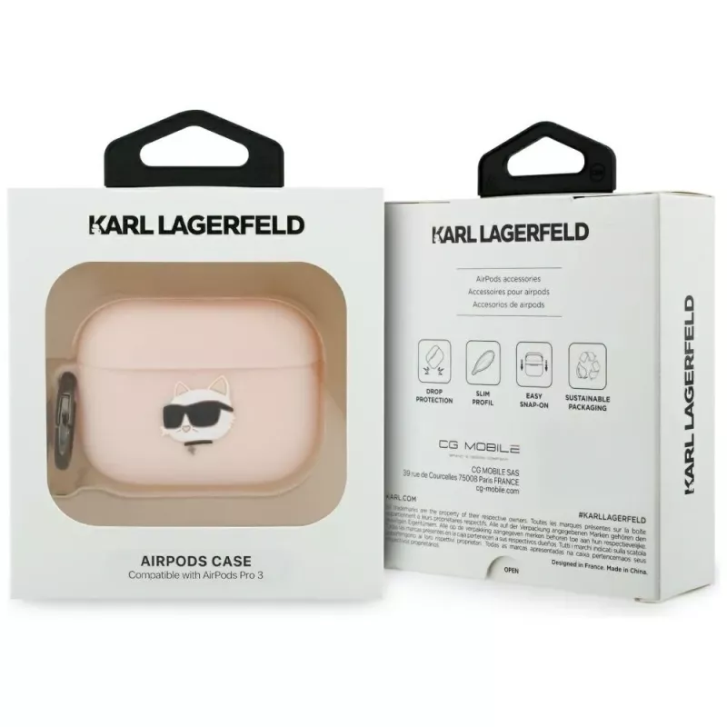 Karl Lagerfeld Silikon Choupette Head 3D Hülle für AirPods Pro 3, Pink