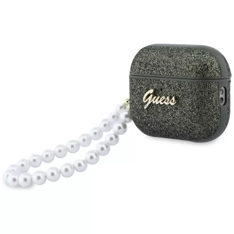 Guess Glitter Pearl Strap Case für AirPods Pro 3, Khaki