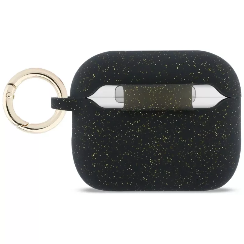 Guess Silikon-Glitzer-Ring-Hülle für AirPods Pro 3, Schwarz