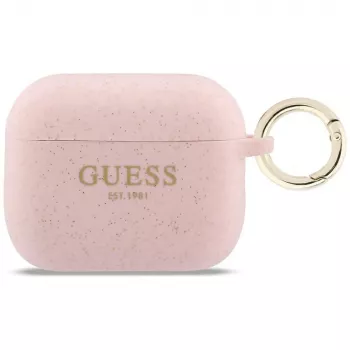 Guess Silikon-Glitzer-Ring-Hülle für AirPods Pro 3, Pink