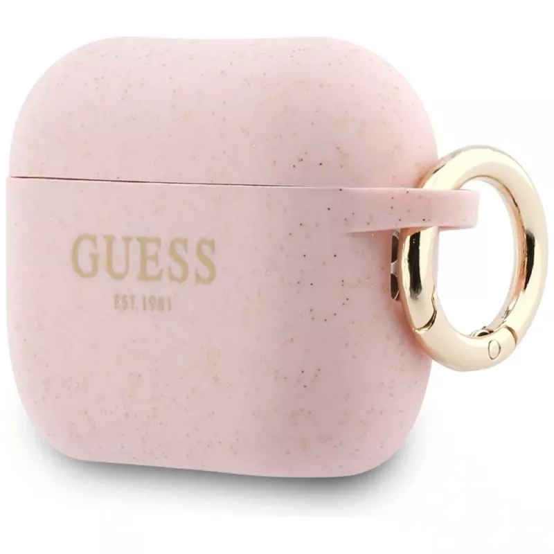 Guess Silikon-Glitzer-Ring-Hülle für AirPods Pro 3, Pink