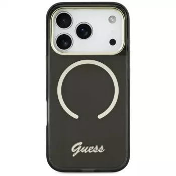 Guess IML Script Metal MagSafe Case für Apple iPhone 17, Schwarz
