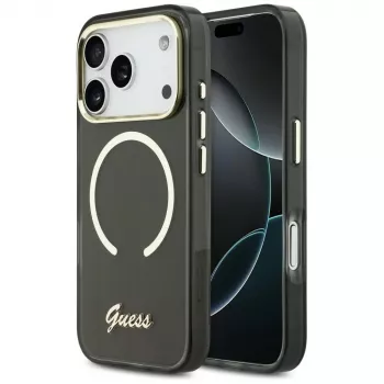 Guess IML Script Metal MagSafe Case für Apple iPhone 17 Pro Schwarz
