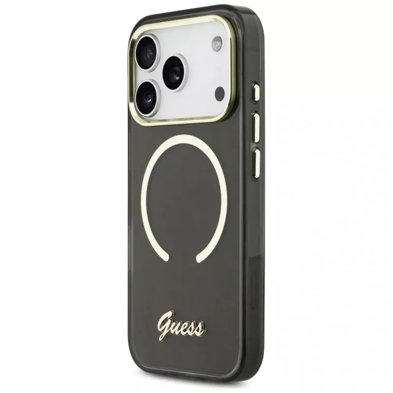 Guess IML Script Metal MagSafe Case für Apple iPhone 17 Pro Schwarz