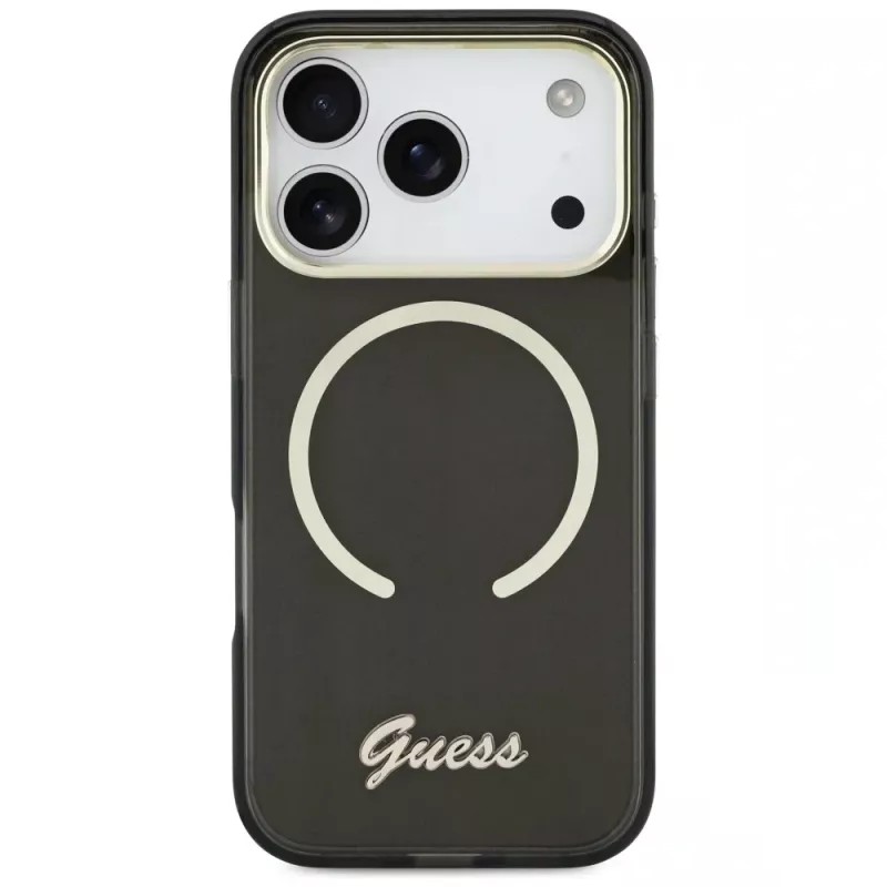 Guess IML Script Metal MagSafe Case für Apple iPhone 17 Pro Schwarz