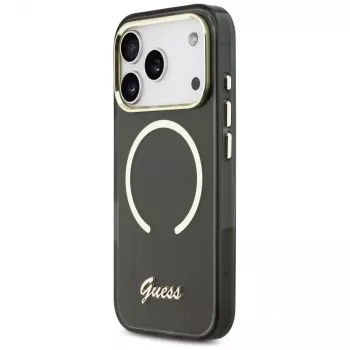 Guess IML Script Metal MagSafe Case für Apple iPhone 17 Pro Max Schwarz
