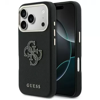 Guess FW Resin Logo Back Cover für Apple iPhone 17 Pro, Schwarz