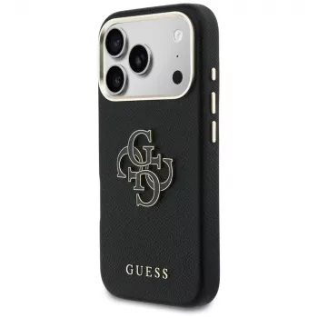 Guess FW Resin Logo Back Cover für Apple iPhone 17 Pro, Schwarz