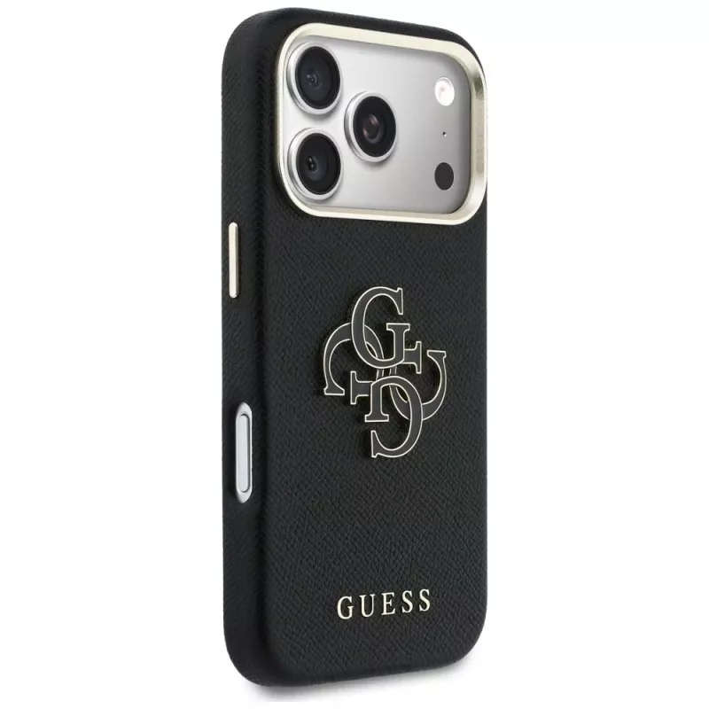 Guess FW Resin Logo Back Cover für Apple iPhone 17 Pro, Schwarz