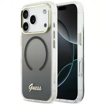 Guess IML Gradient Script Metal MagSafe Case für Apple iPhone 17 Pro Max, Schwarz