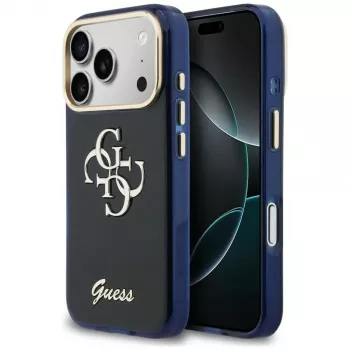 Guess IML 4G Script Metal Case für Apple iPhone 17 Pro - Blau