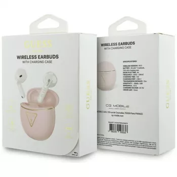 Guess Gold Line Triangle True Wireless Stereo Bluetooth Earbuds mit Ladecase (Pink)