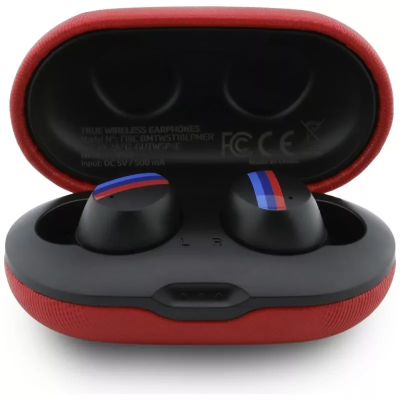 BMW M Metal Logo TWS Bluetooth Earbuds with ENC, Red