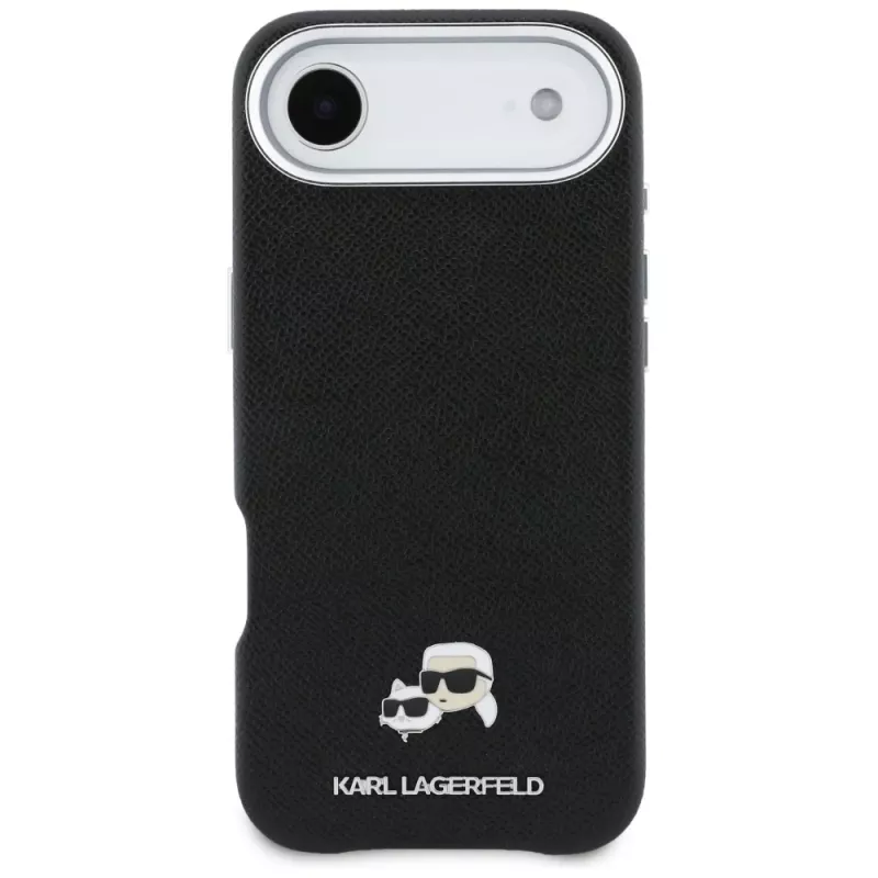 Karl Lagerfeld Karl & Choupette Head Pins Saffiano MagSafe-Hülle für iPhone Air, Schwarz