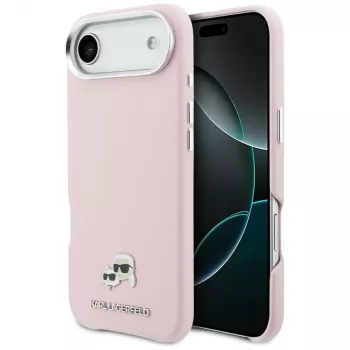 KARL LAGERFELD Karl & Choupette Head Pins Saffiano MagSafe Case für Apple iPhone Air, Pink