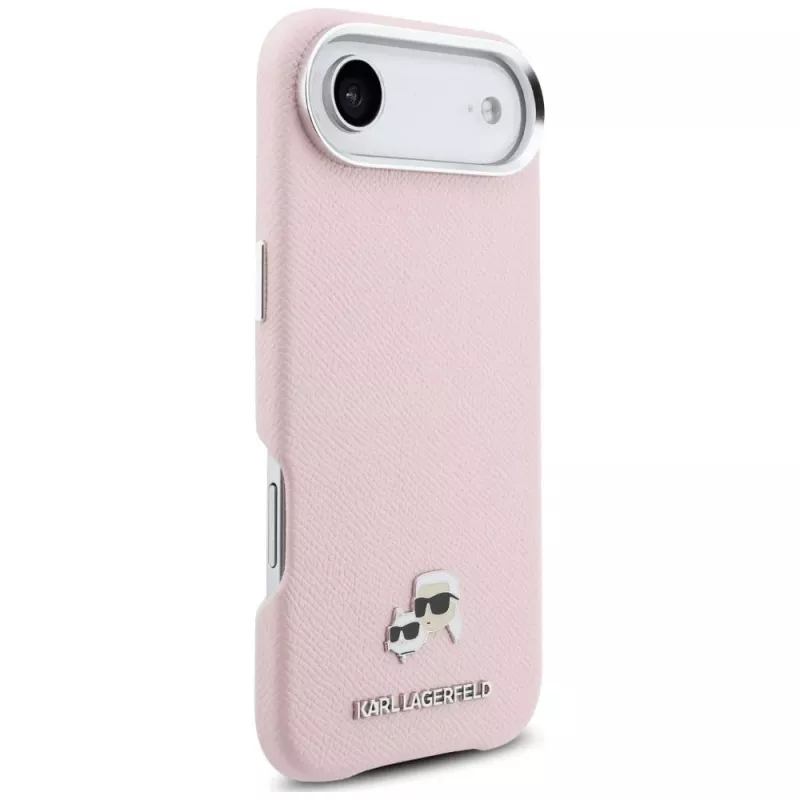 KARL LAGERFELD Karl & Choupette Head Pins Saffiano MagSafe Case für Apple iPhone Air, Pink