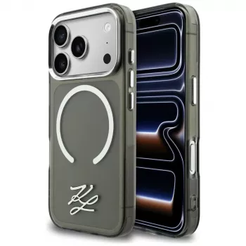 KARL LAGERFELD IML KL Script Logo MagSafe Case für Apple iPhone 17 Pro, Schwarz