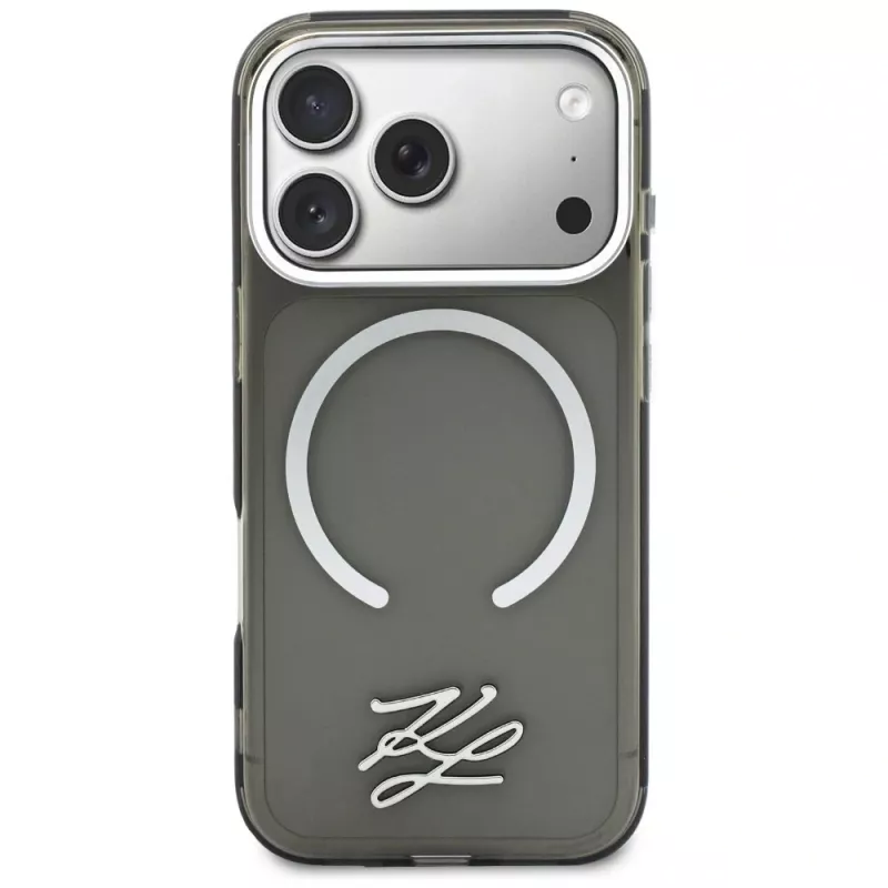 KARL LAGERFELD IML KL Script Logo MagSafe Case für Apple iPhone 17 Pro, Schwarz
