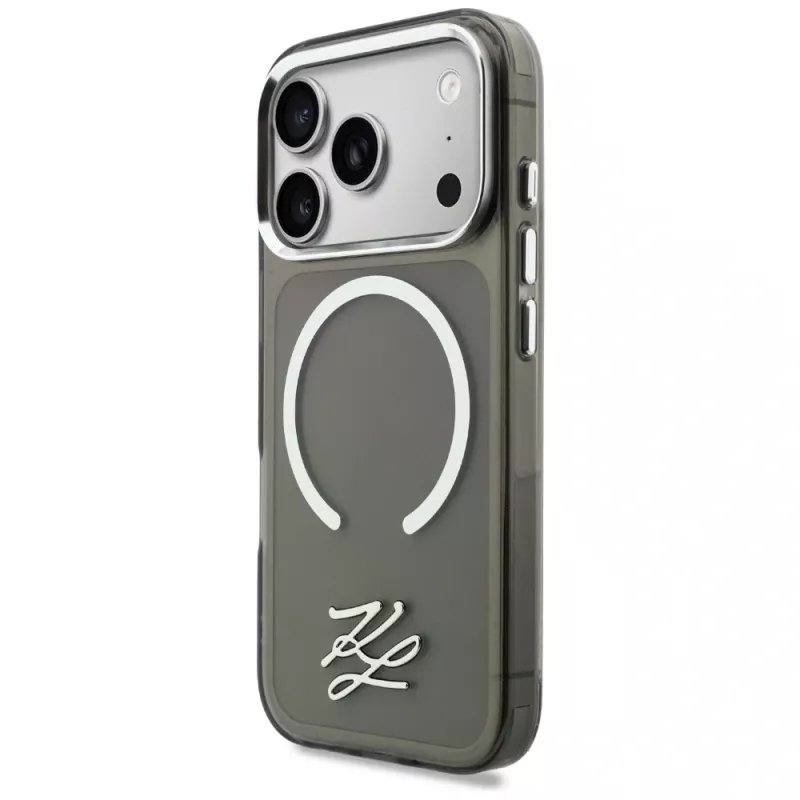 KARL LAGERFELD IML KL Script Logo MagSafe Case für Apple iPhone 17 Pro Max, Schwarz