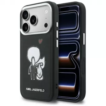 KARL LAGERFELD Karl & Choupette Back Logo MagSafe Case für iPhone 17 Pro Max, Schwarz